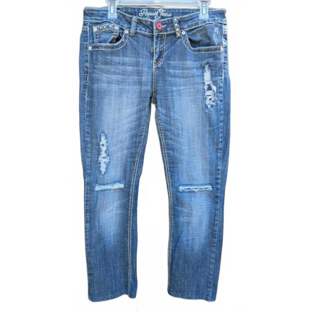 Request Women's Size 13 Mid Rise Y2K Studded Embellishments Skinny Jeans